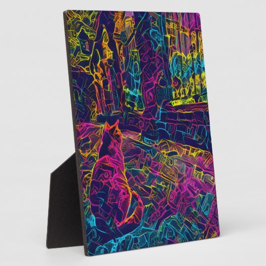 Funky Cool Colorful Cat Fotoplatte (Seite)