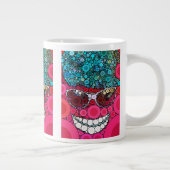 Funky Cool Lächeln Gesichtssunglasche Hutrosa Blau Jumbo-Tasse (Rechts)