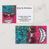 Funky Cool Lächelnde Brille Hutpink Blau Visitenkarte (Vorne/Hinten)
