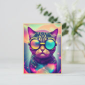 Funky Cool Psychedelic Goggles Cat Postkarte (Stehend Vorderseite)