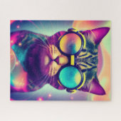 Funky Cool Psychedelic Goggles Cat Puzzle (Horizontal)