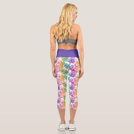 Funky Cooles Retro Modernes Sternenmuster Capri Leggings (Rückseite)