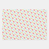 Funky Coral Pink Red Mint Blaue grüne Schneeflocke Geschenkpapier Set (Vorderseite)