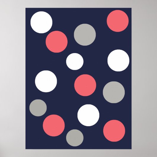 Funky Coral Pink White Gray Balls Circles Poster (Vorne)