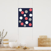 Funky Coral Pink White Gray Balls Circles Poster (Küche)