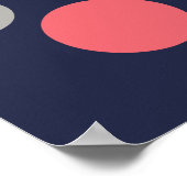 Funky Coral Pink White Gray Balls Circles Poster (Ecke)
