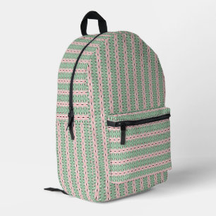 Funky Cottagecore Boho Christmas Stripmuster Bedruckter Rucksack
