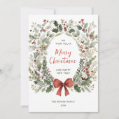 Funky Country Retro Boho Weihnachtskranz Feiertagskarte (Vorderseite)