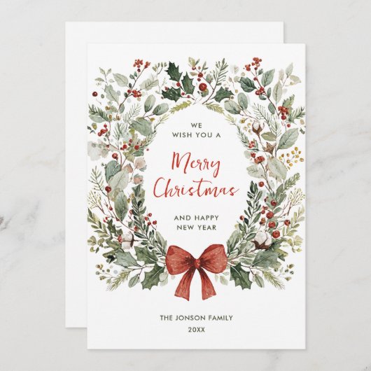 Funky Country Retro Boho Weihnachtskranz Feiertagskarte (Vorne/Hinten)