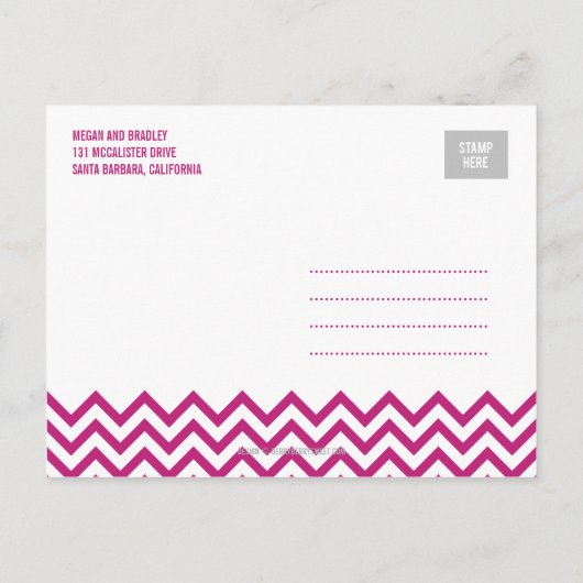 Funky Couple Save the Date Postcard - Hellrosa Ankündigungspostkarte (Rückseite)