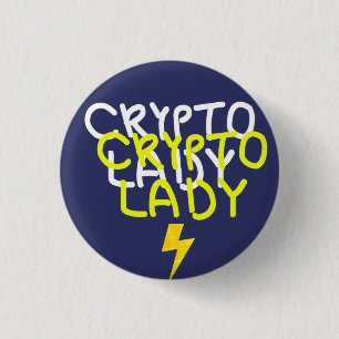 Funky Crypto Lady Energy Power Sign Button