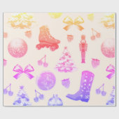 Funky Cute Girly Pink Christmas Pattern Geschenkpapier (Flach)