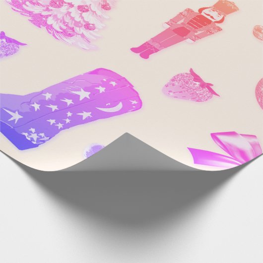 Funky Cute Girly Pink Christmas Pattern Geschenkpapier (Ecke)