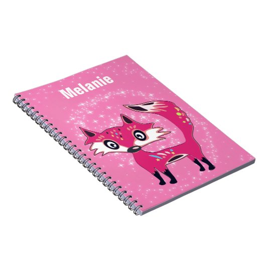 Funky Cute Pink Fox Personalised Notizblock (Rechte Seite)