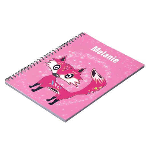 Funky Cute Pink Fox Personalised Notizblock (Linke Seite)