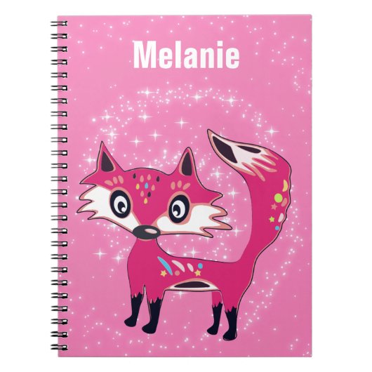 Funky Cute Pink Fuchs Personalisiert Notizblock (Vorderseite)