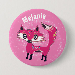 Funky Cute Rosa Fuchs Personalisiert Button