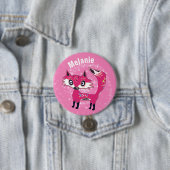 Funky Cute Rosa Fuchs Personalisiert Button (Beispiel)