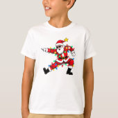 Funky Dabbing Santa Tangled In Lights T-Shirt (Vorderseite)