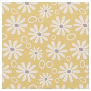 Funky Daisies and Bubbles Yellow Stoff