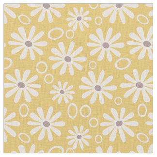 Funky Daisies and Bubbles Yellow Stoff