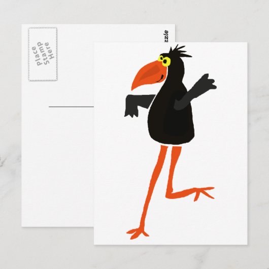 Funky Dancing Crow Cartoon Postkarte (Vorne/Hinten)