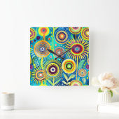 Funky Dandelons Wall Clock Quadratische Wanduhr (Zuhause)