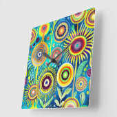 Funky Dandelons Wall Clock Quadratische Wanduhr (Winkel)
