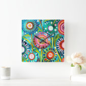 Funky Dandelons Wall Clock Quadratische Wanduhr (Zuhause)