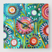 Funky Dandelons Wall Clock Quadratische Wanduhr (Vorderseite)