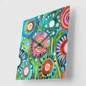 Funky Dandelons Wall Clock Quadratische Wanduhr (Winkel)