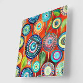Funky Dandelons Wall Clock Quadratische Wanduhr (Winkel)
