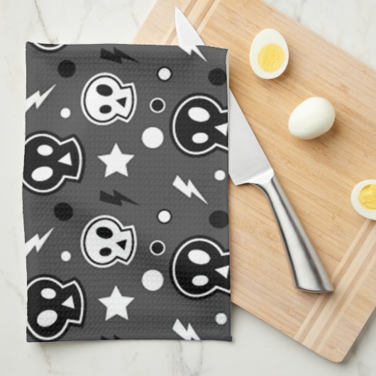 Funky Dark Skull Pattern Geschirrtuch (Viertel Falte)