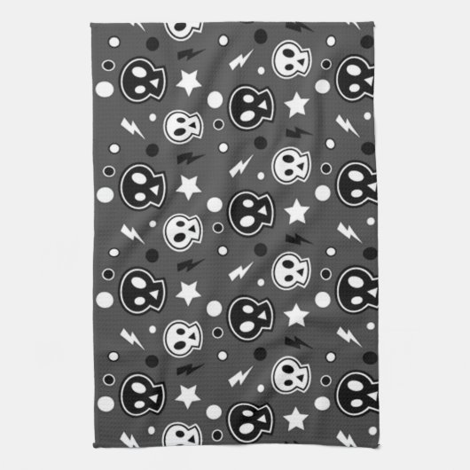 Funky Dark Skull Pattern Geschirrtuch (Vertikal)