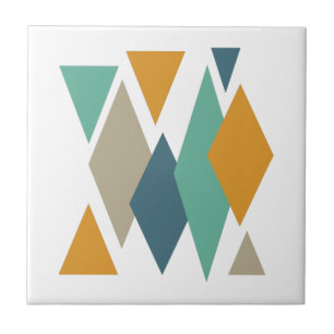 Funky Diamonds and Triangle Mid Century Modern Fliese
