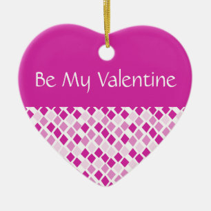 Funky Diamonds Pink Valentines Herz Keramikornament