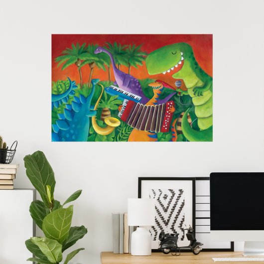 Funky Dinosaur Band Poster (Heimbüro)