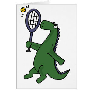 Funky Dinosaurier, der Tennis-Cartoon spielt