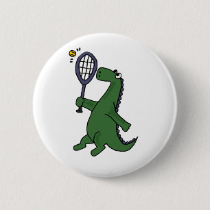 Funky Dinosaurier, der Tennis-Cartoon spielt Button