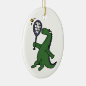 Funky Dinosaurier, der Tennis-Cartoon spielt Keramikornament (Rechts)