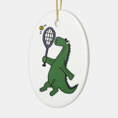 Funky Dinosaurier, der Tennis-Cartoon spielt Keramikornament (Links)
