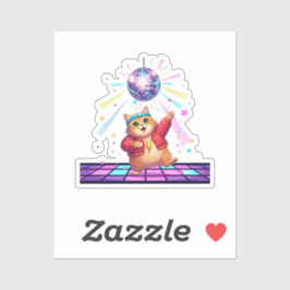 Funky Disco Ball Cat Retro 80s New Year's Party Aufkleber