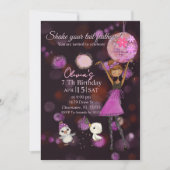 Funky Disco Chicken Girl Birthday Invitation Einladung (Vorderseite)