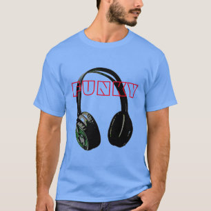 Funky Disco Kopfhörer Musik Unterhaltung Retro T-Shirt