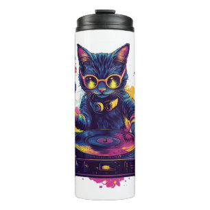 Funky DJ Cat - Retro Disco Kitty Party Thermosbecher