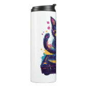 Funky DJ Cat - Retro Disco Kitty Party Thermosbecher (Nach links gedreht)