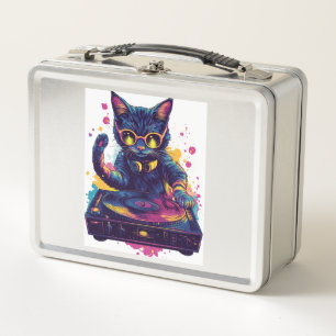 Funky DJ Katze � Retro Disco Kitty Party Metall Brotdose