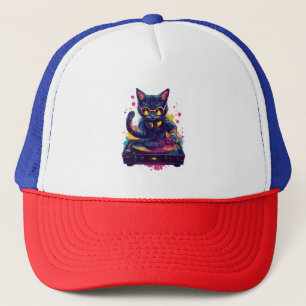 Funky DJ Katze � Retro Disco Kitty Party Truckerkappe