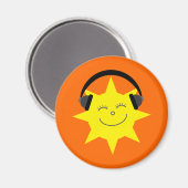 Funky DJ lächelnder sonnenorangeter Magnet (Vorderseite/Rückseite)