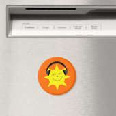 Funky DJ lächelnder sonnenorangeter Magnet (In Situ (Geschirrspüler))